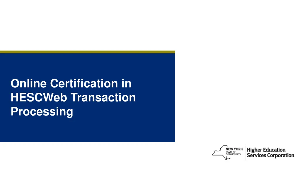 online certification in hescweb transaction