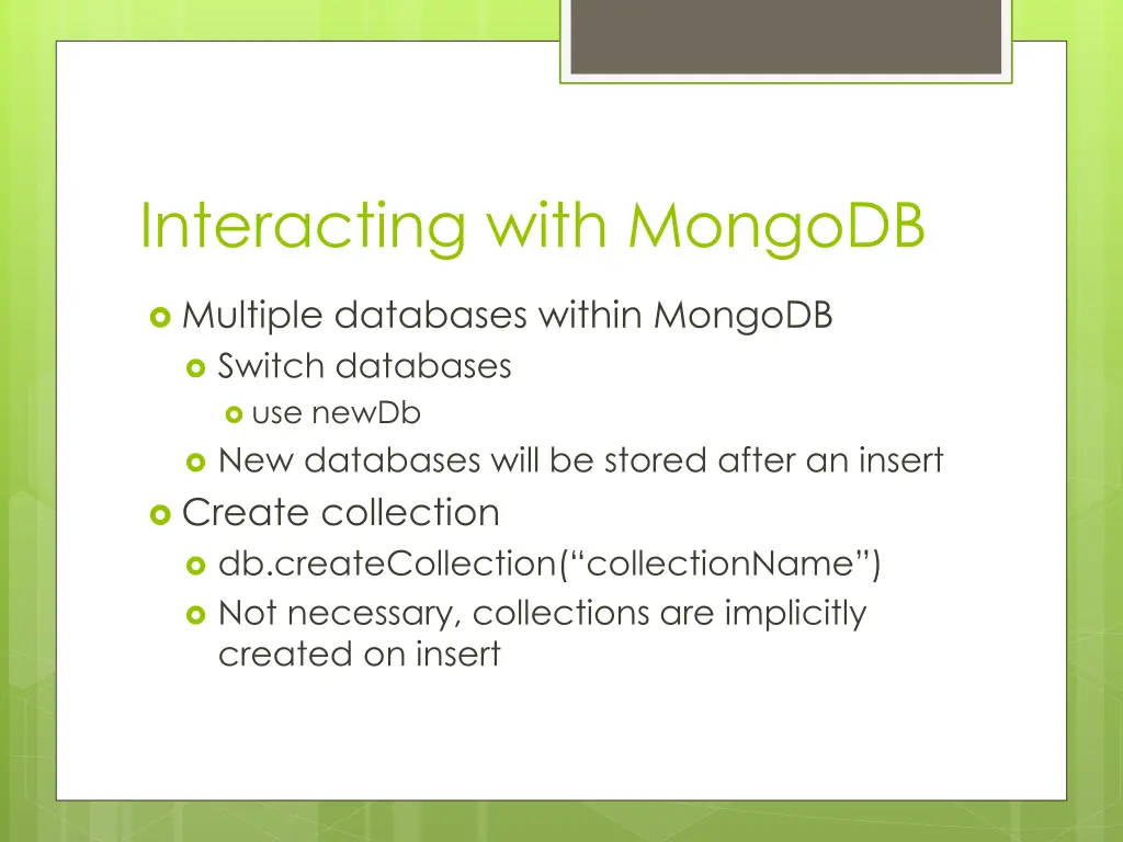interacting with mongodb