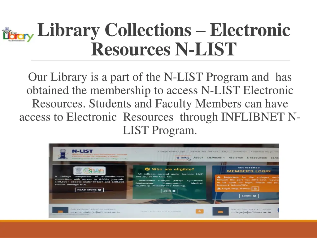 library collections electronic resources n list