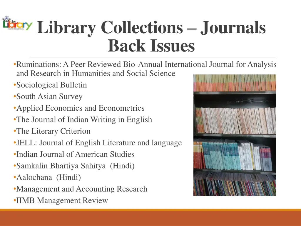 library collections journals back issues 1