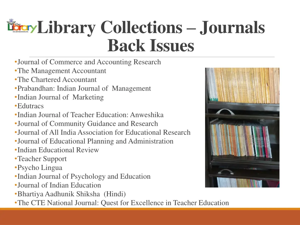 library collections journals back issues journal