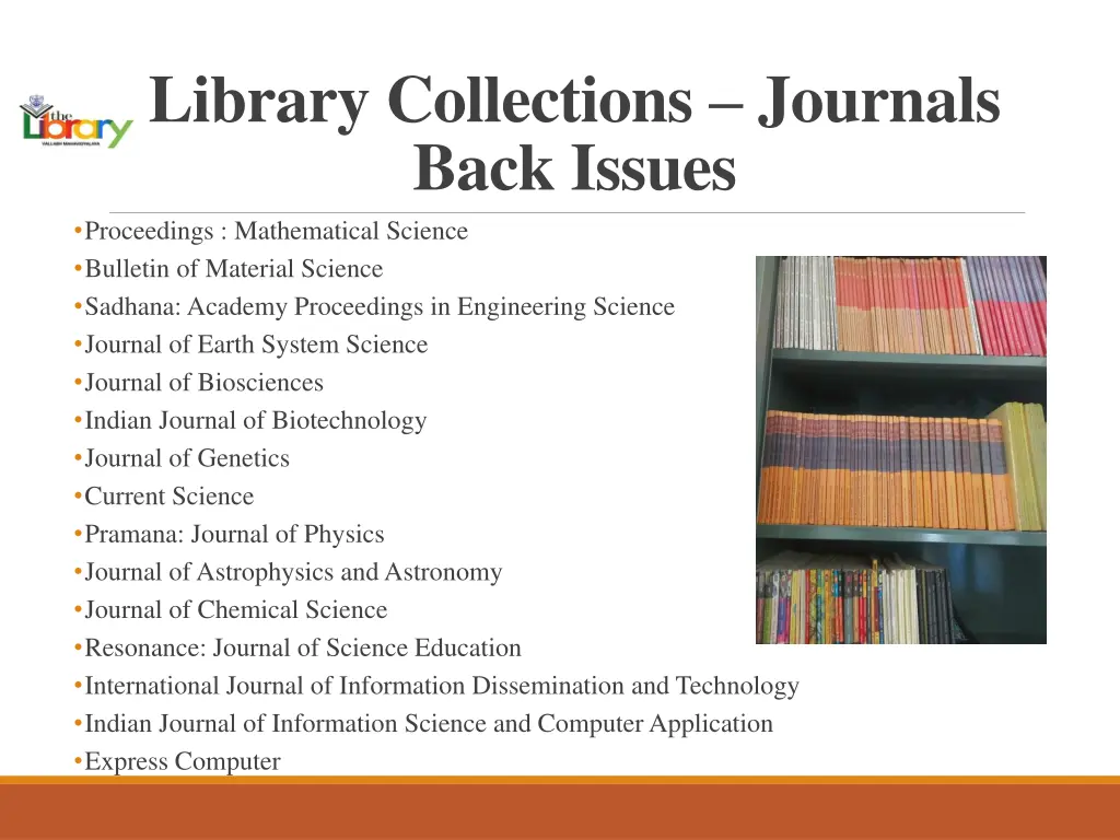 library collections journals back issues