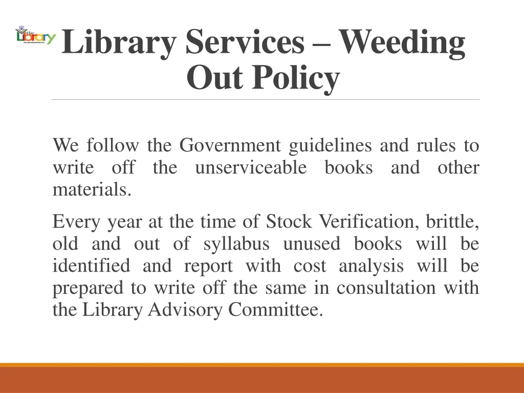 library services weeding out policy