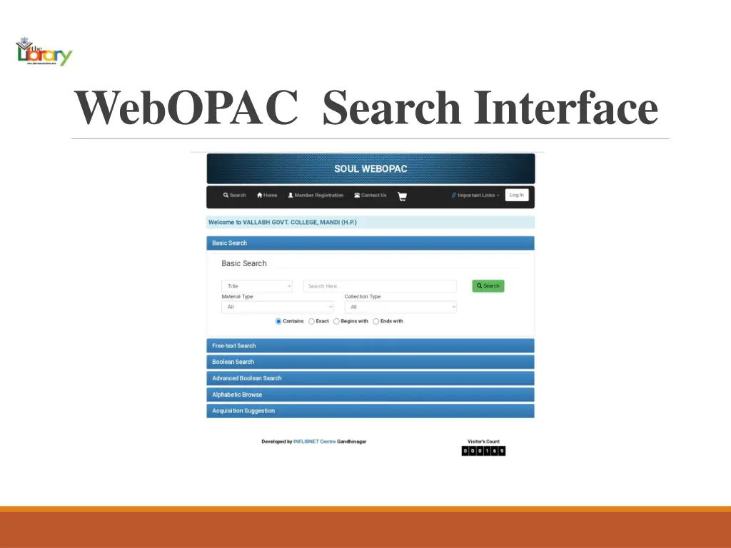 webopac search interface