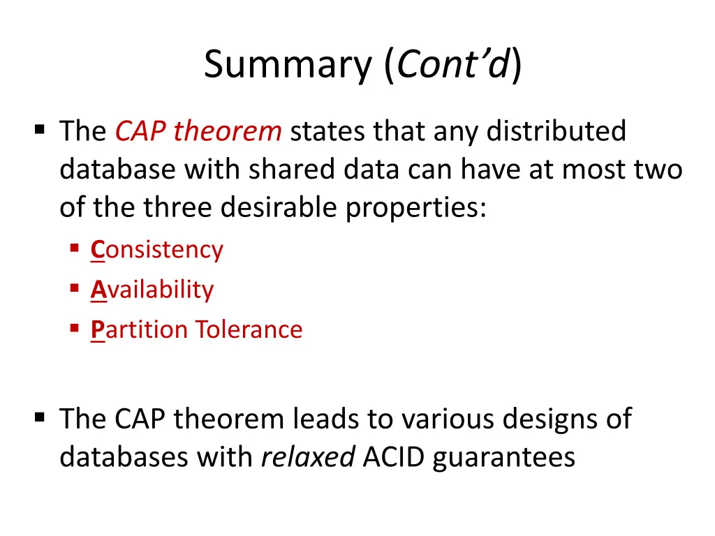 summary cont d