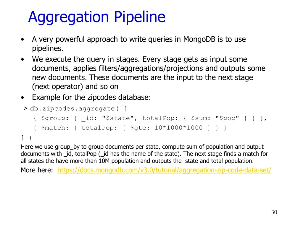 aggregation pipeline