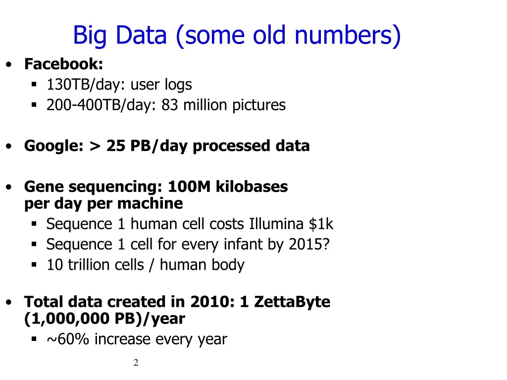 big data some old numbers facebook 130tb day user