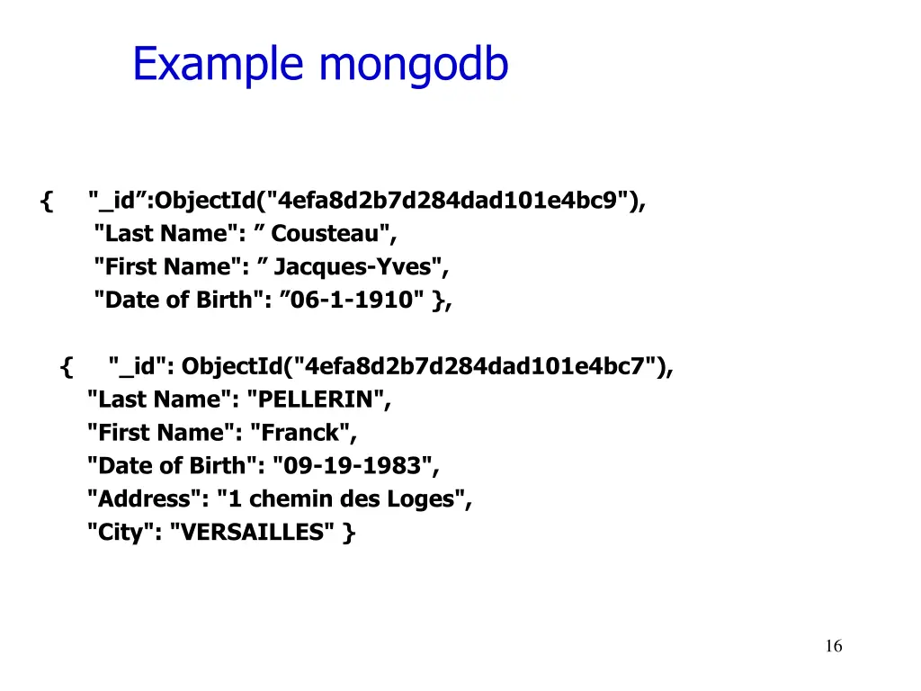 example mongodb