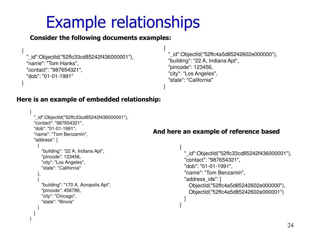 example relationships consider the following