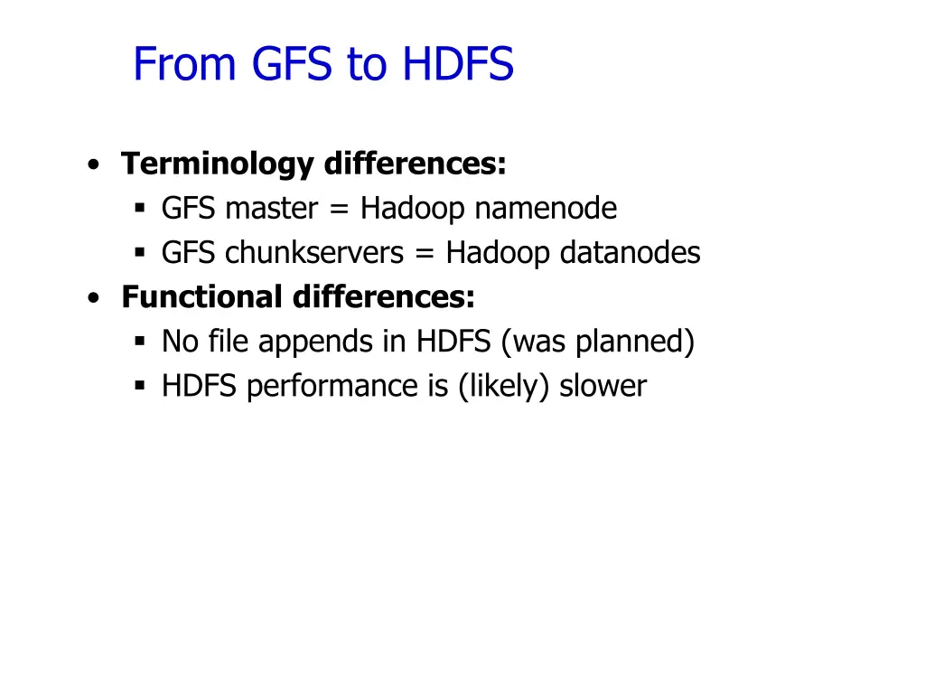 from gfs to hdfs