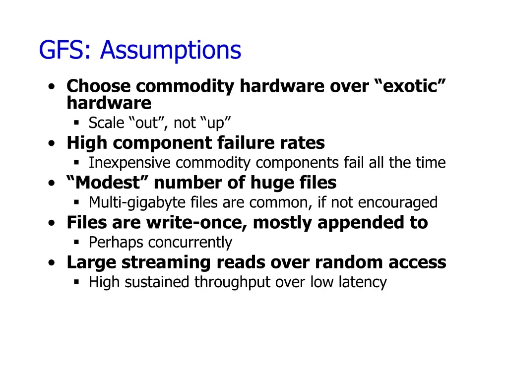 gfs assumptions