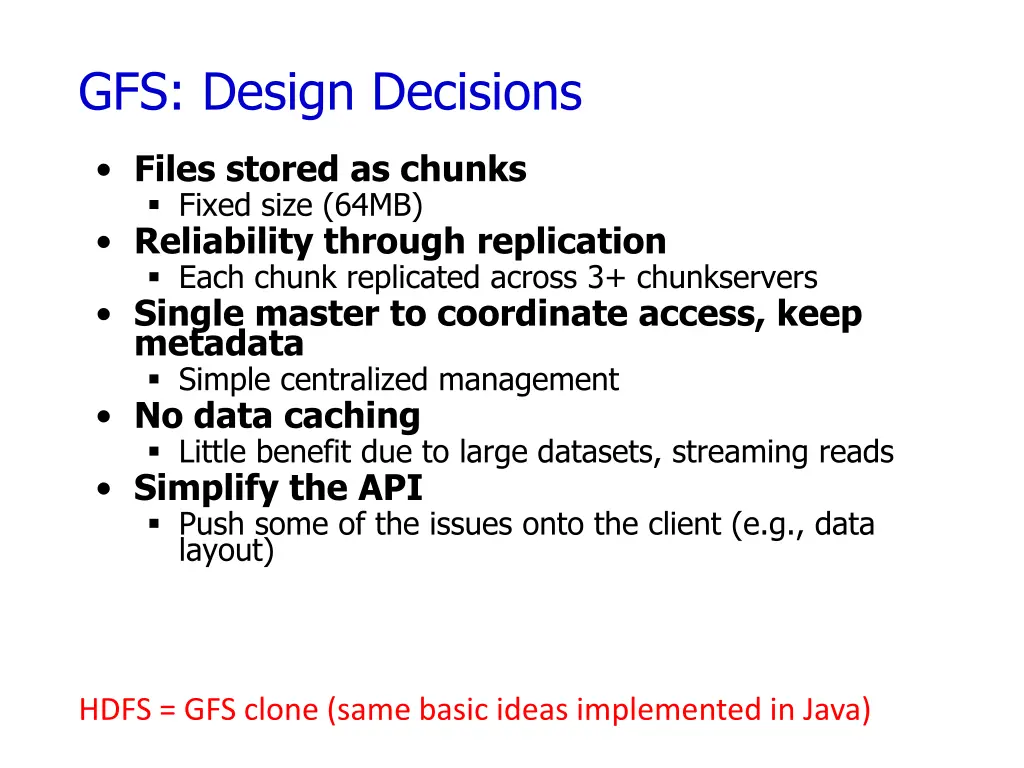 gfs design decisions
