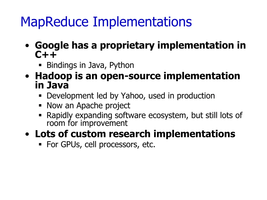 mapreduce implementations