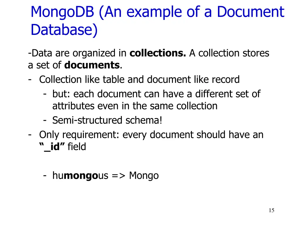 mongodb an example of a document database