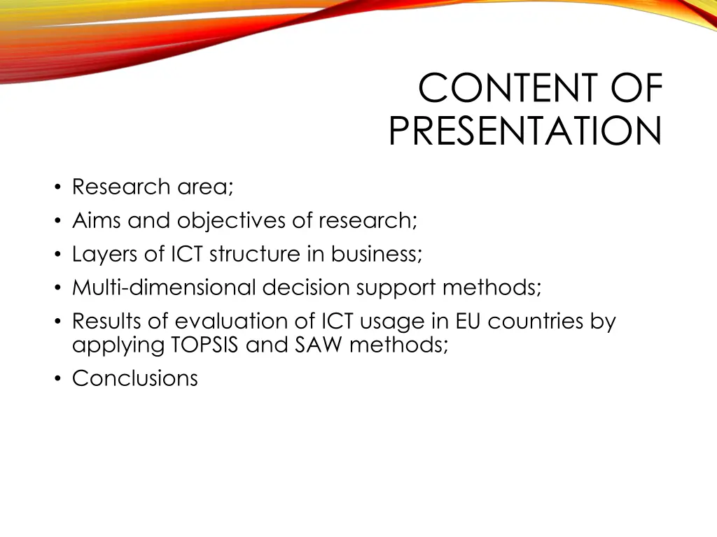 content of presentation