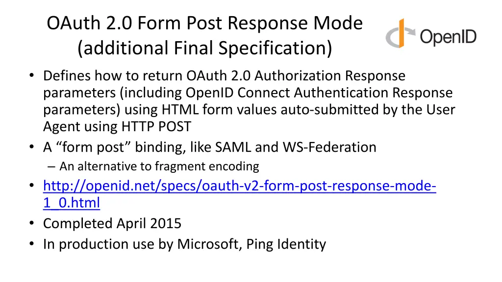 oauth 2 0 form post response mode additional