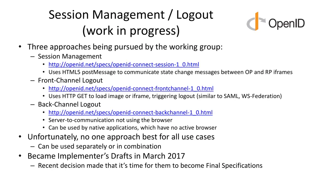 session management logout work in progress three