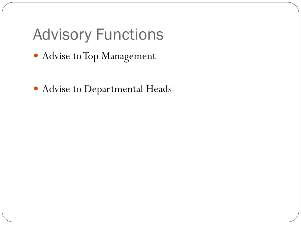 advisory functions