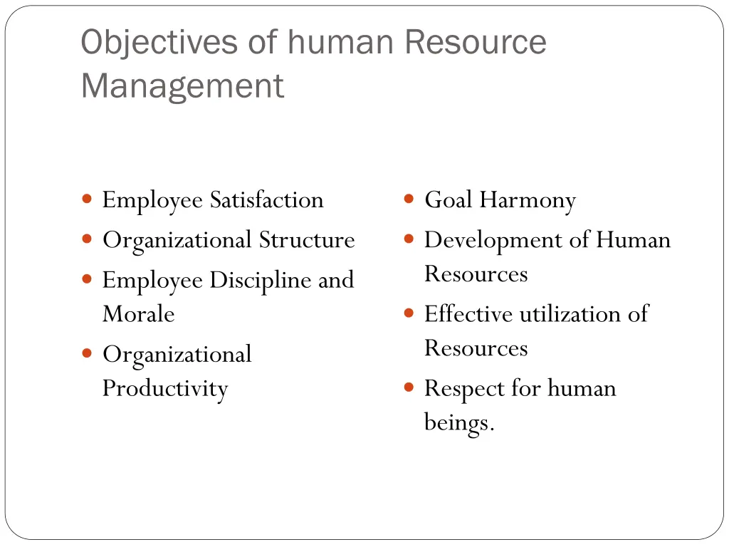 objectives of human resource management