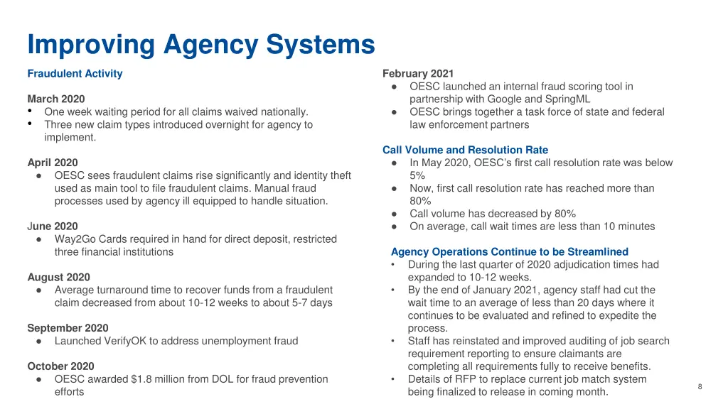 improving agency systems