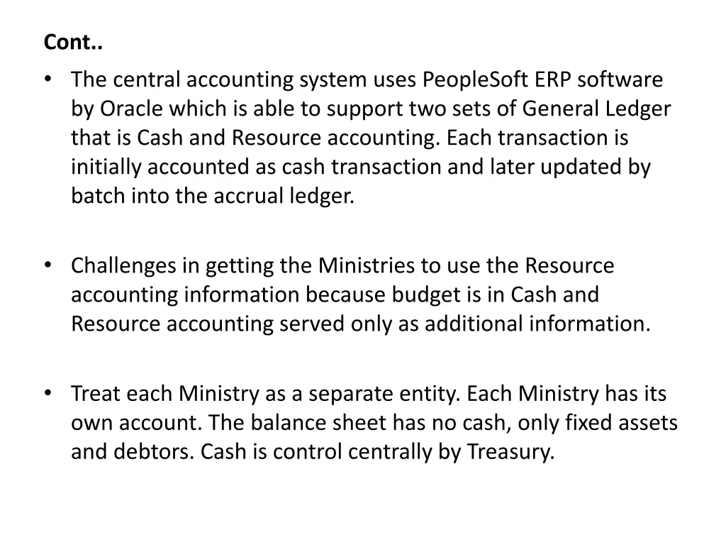 cont the central accounting system uses