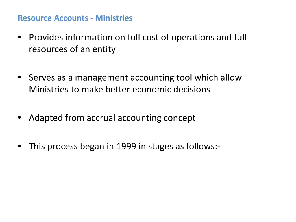 resource accounts ministries