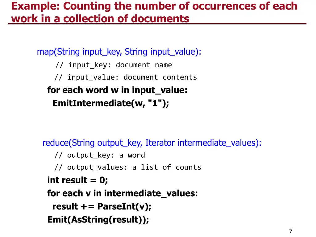example counting the number of occurrences 1