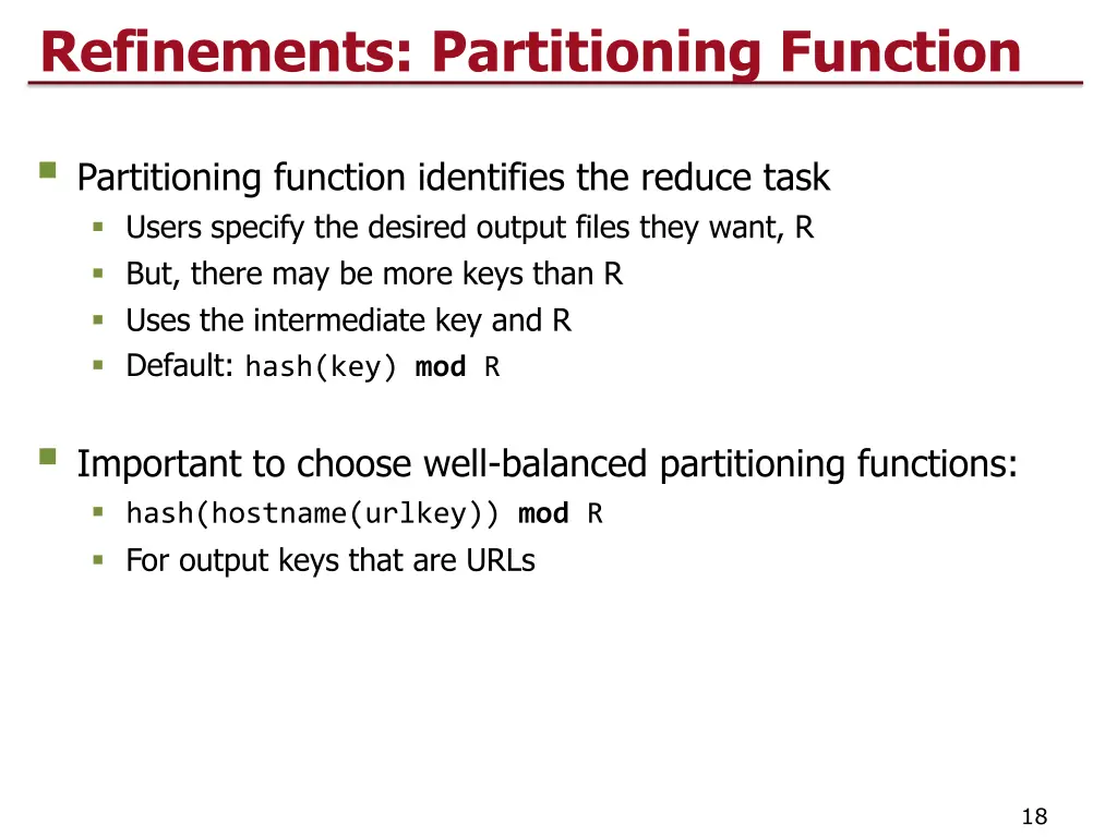 refinements partitioning function
