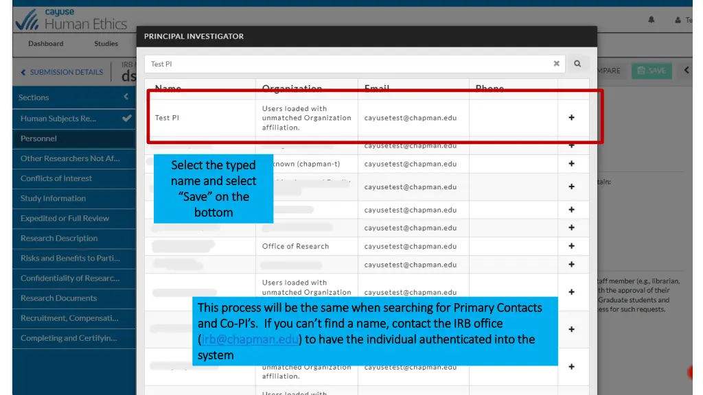 select the typed select the typed name and select