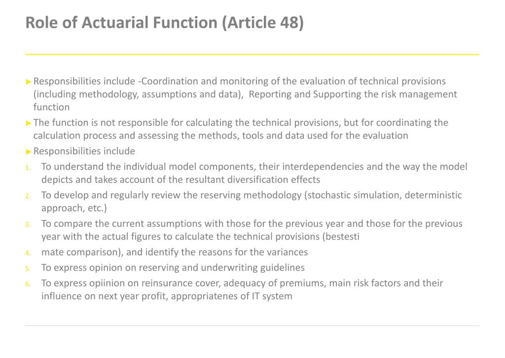 role of actuarial function article 48