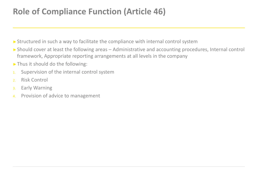 role of compliance function article 46