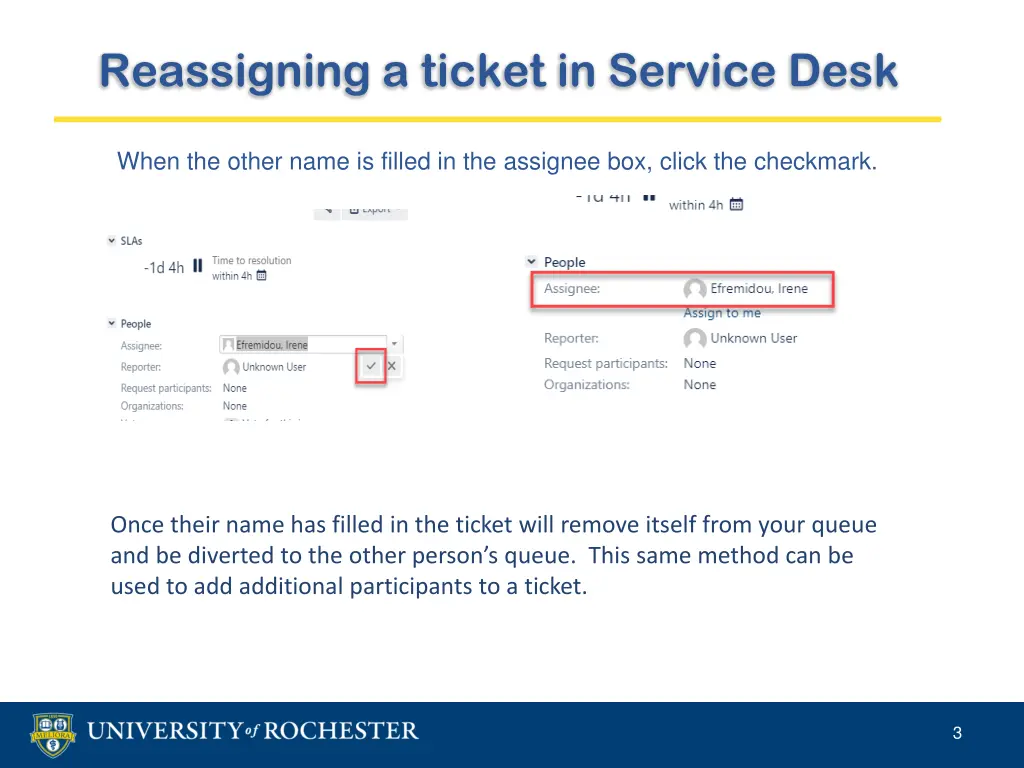 reassigning a ticket in service desk 2