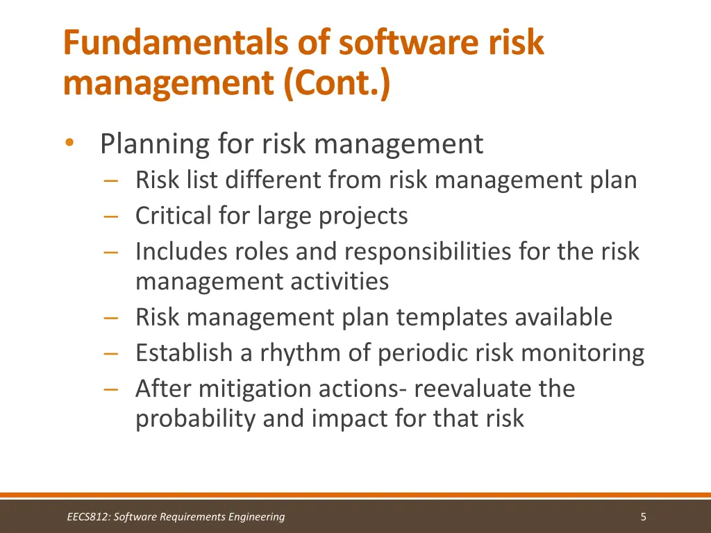 fundamentals of software risk management cont 1