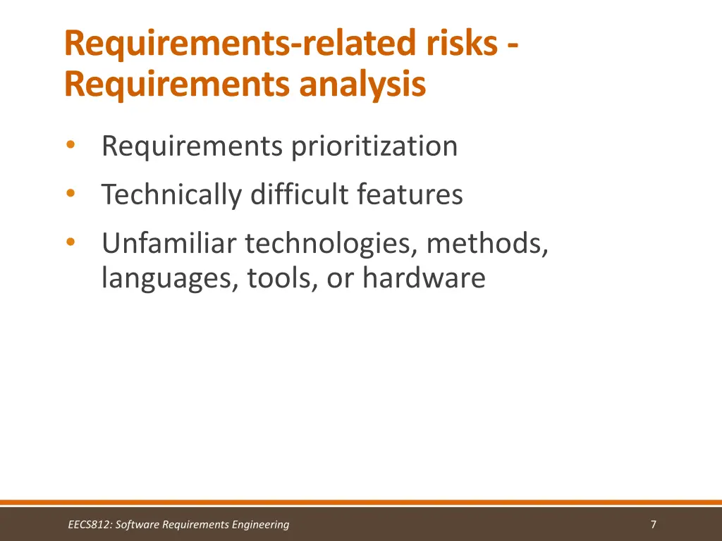 requirements related risks requirements analysis