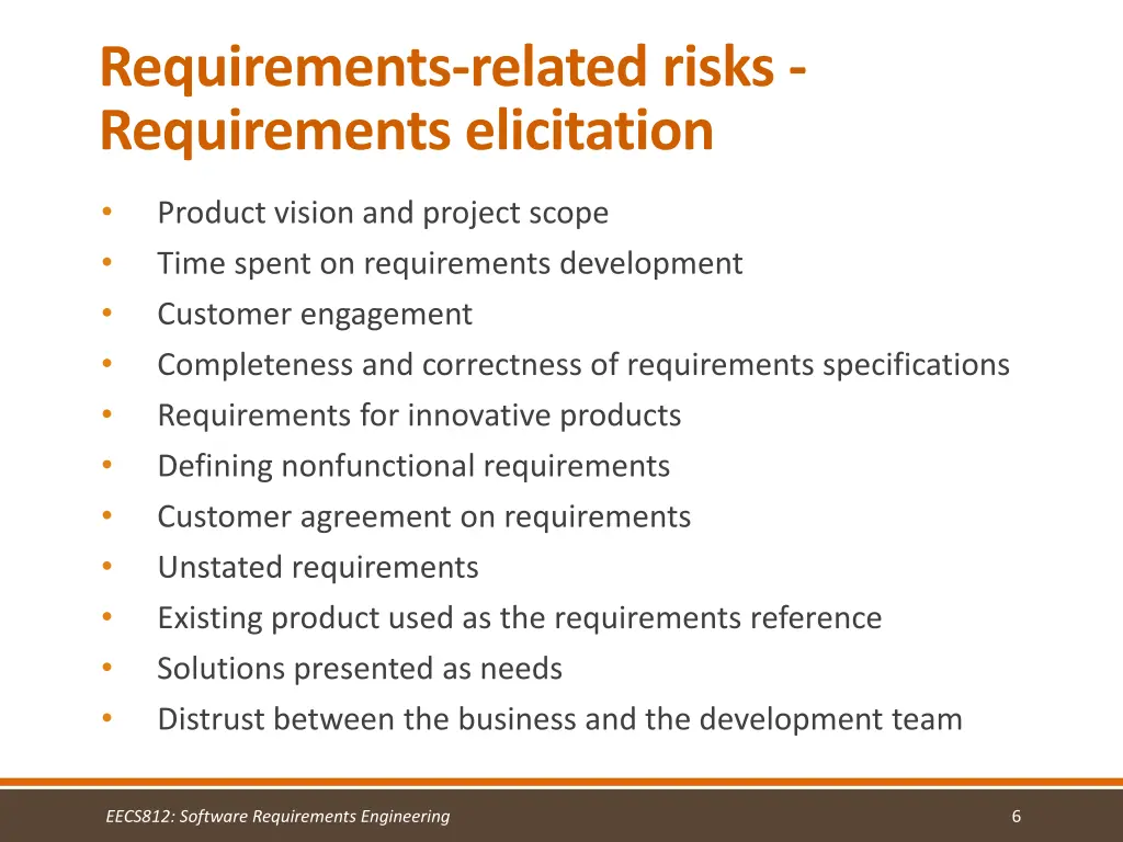 requirements related risks requirements