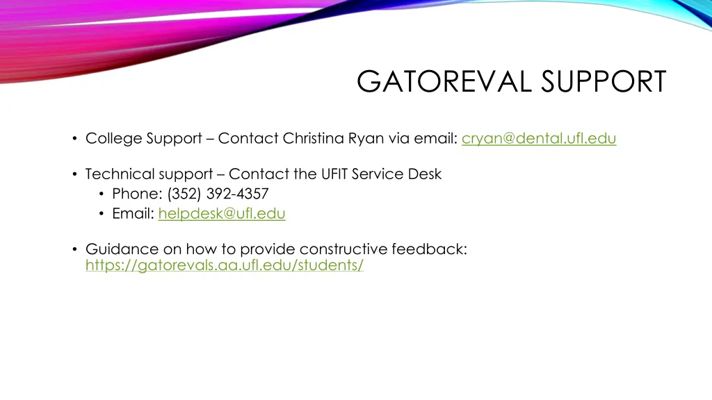 gatoreval support