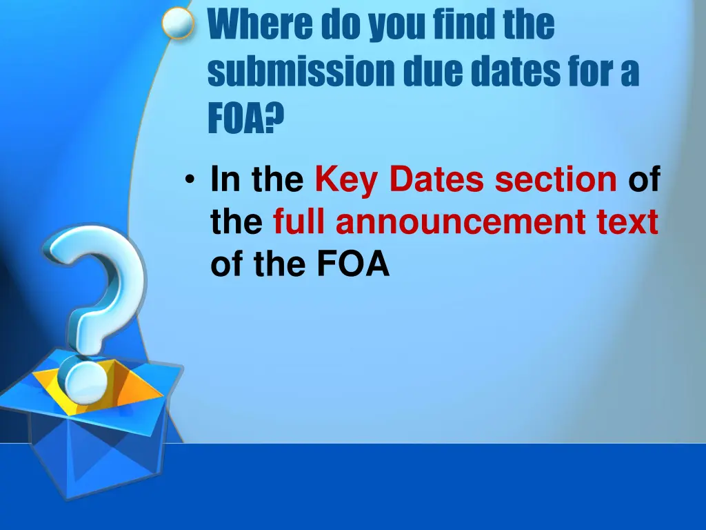where do you find the submission due dates