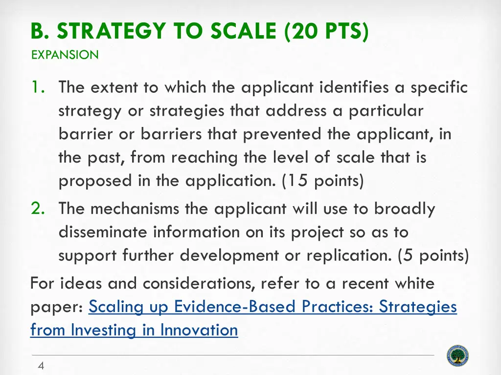b strategy to scale 20 pts expansion