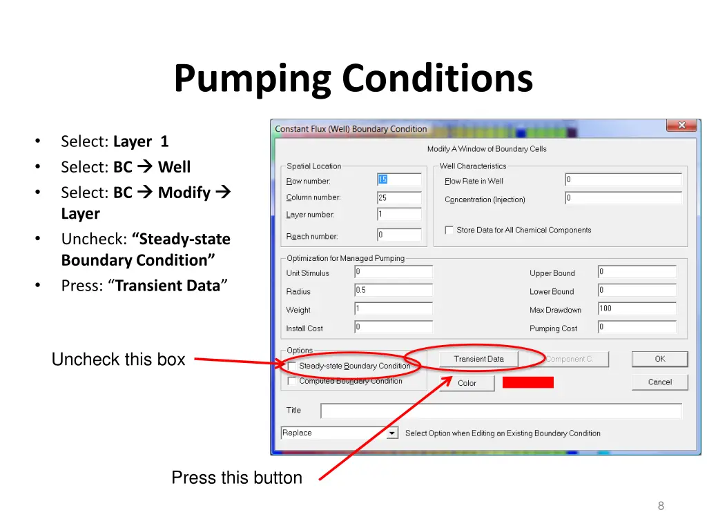 pumping conditions
