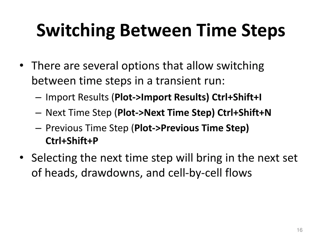 switching between time steps