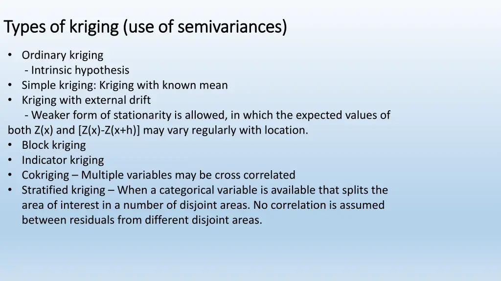 types of types of kriging
