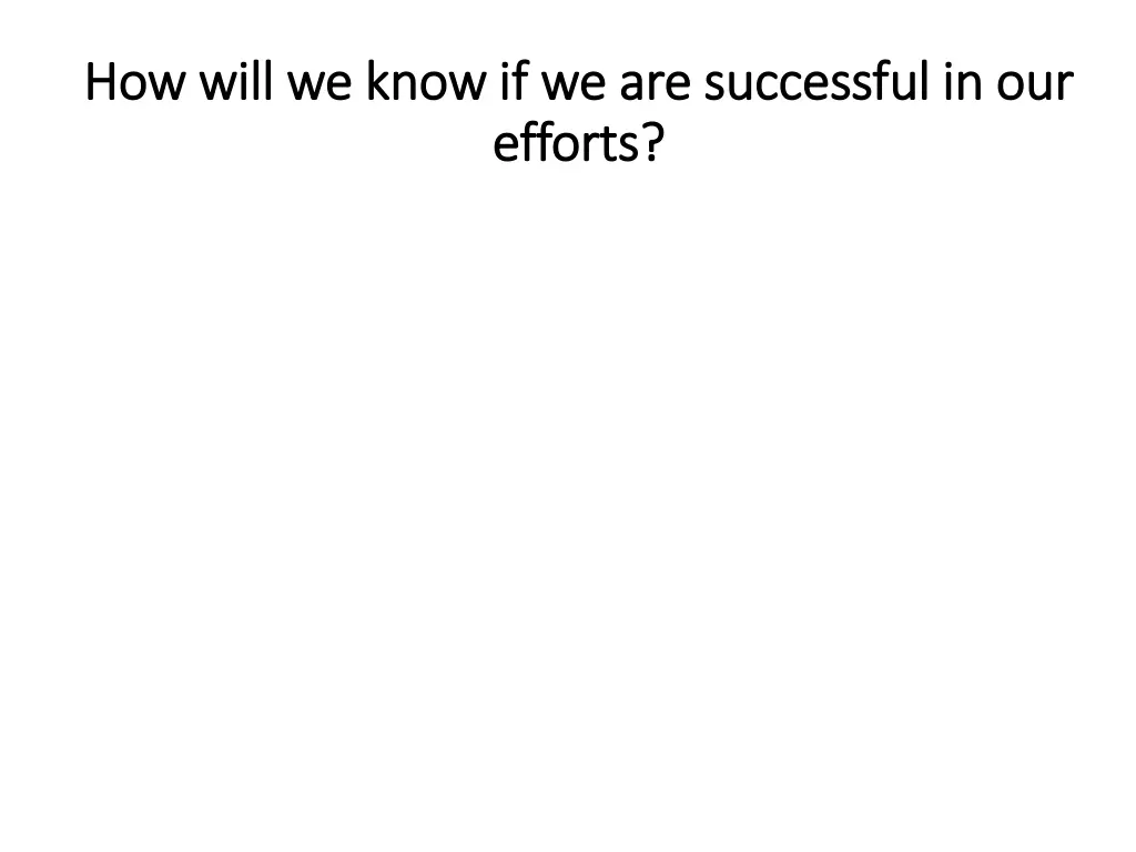 how will we know if we are successful