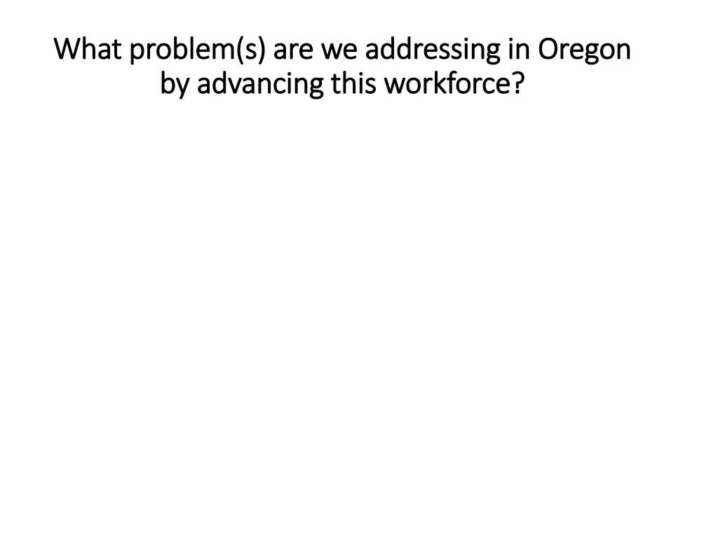 what problem s are we addressing in oregon what