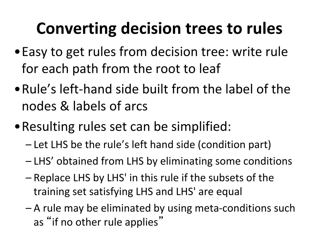 converting decision trees to rules