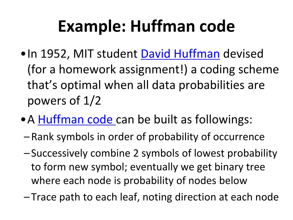 example huffman code
