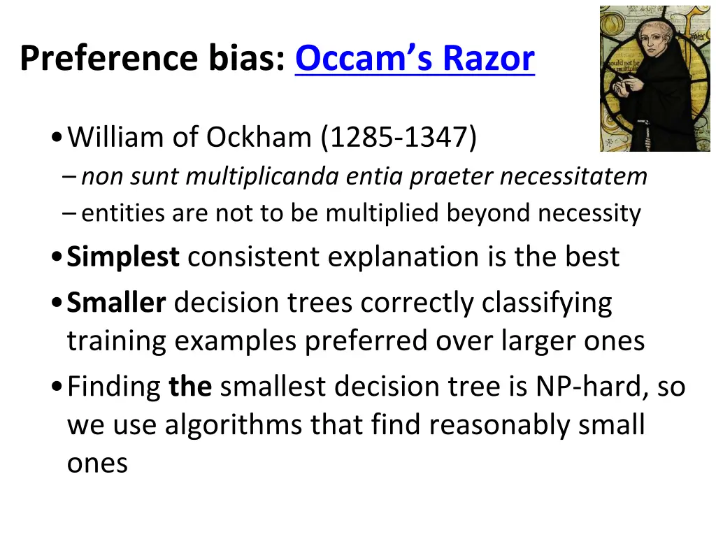 preference bias occam s razor