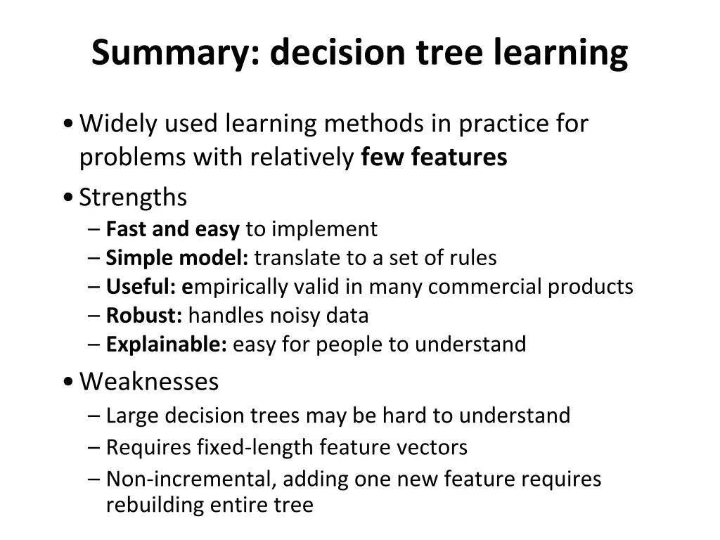 summary decision tree learning