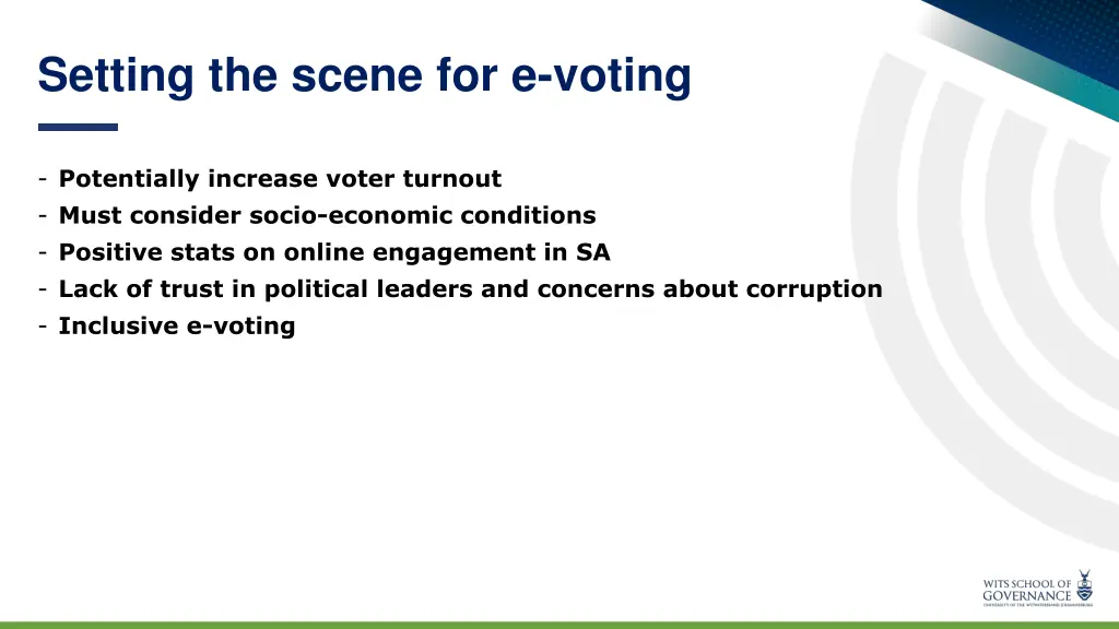 setting the scene for e voting