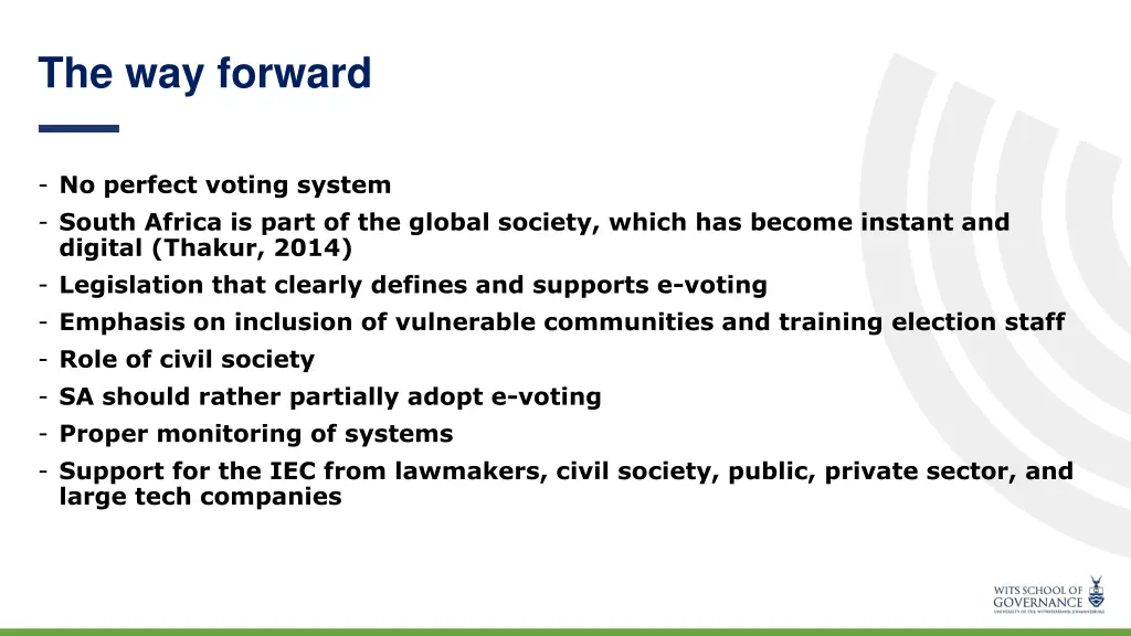 the way forward