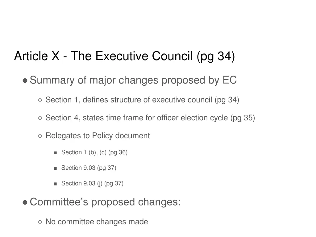 article x the executive council pg 34